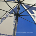 Venta caliente Mango de madera de 30 pulgadas paraguas promocionales azul y blanco con impresión del logotipo